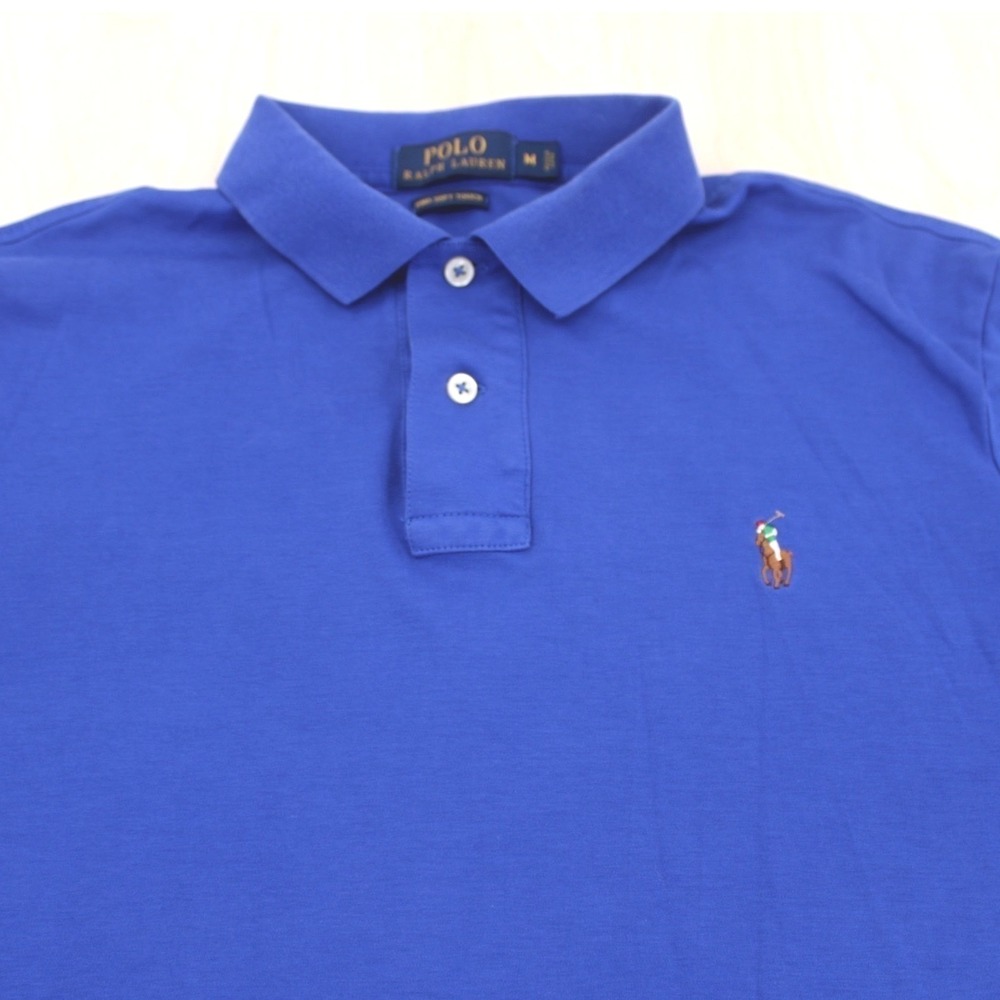 Polo Ralph Lauren Polo Shirt Mens M Blue Pima Soft Touch‎ Classic Fit Preppy